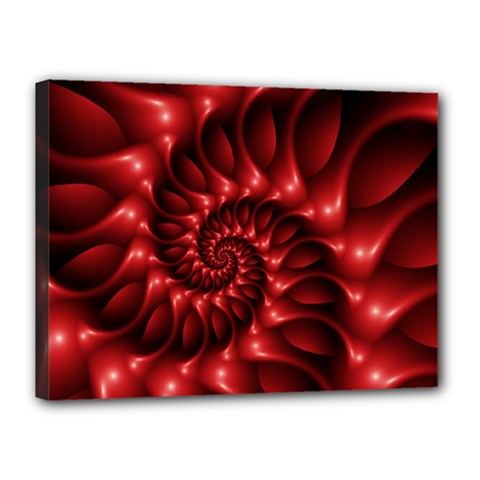 Red Glossy Fractal Spiral Canvas 16  x 12  (Stretched) from ArtsNow.com