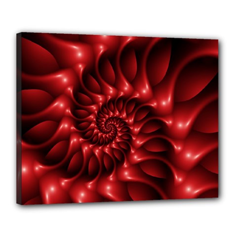 Red Glossy Fractal Spiral Canvas 20  x 16  (Stretched) from ArtsNow.com