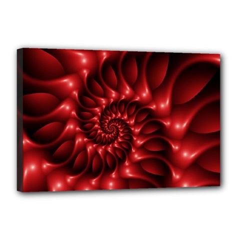 Red Glossy Fractal Spiral Canvas 18  x 12  (Stretched) from ArtsNow.com