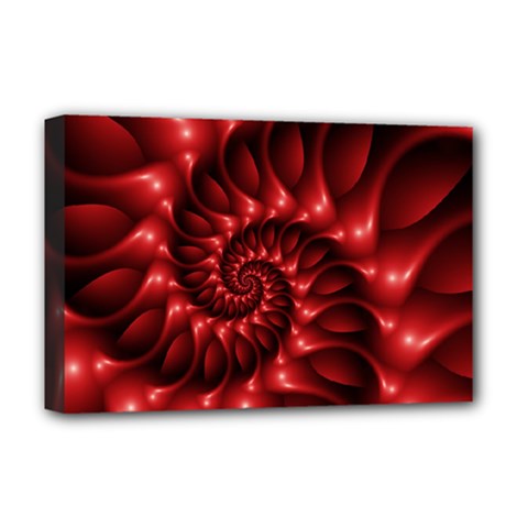 Red Glossy Fractal Spiral Deluxe Canvas 18  x 12  (Stretched) from ArtsNow.com