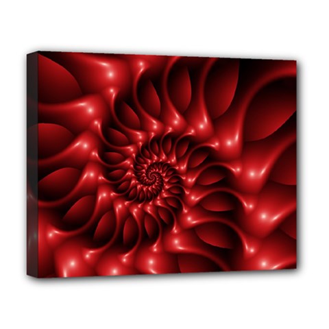 Red Glossy Fractal Spiral Deluxe Canvas 20  x 16  (Stretched) from ArtsNow.com