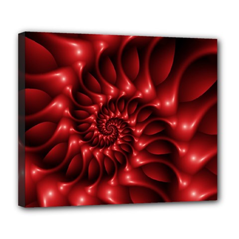 Red Glossy Fractal Spiral Deluxe Canvas 24  x 20  (Stretched) from ArtsNow.com