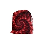 Red Glossy Fractal Spiral Drawstring Pouch (Medium)