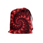 Red Glossy Fractal Spiral Drawstring Pouch (Large)