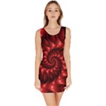 Red Glossy Fractal Spiral Bodycon Dress