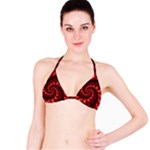 Red Glossy Fractal Spiral Bikini Top