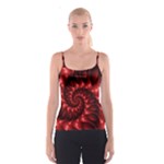 Red Glossy Fractal Spiral Spaghetti Strap Top