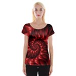 Red Glossy Fractal Spiral Women s Cap Sleeve Top