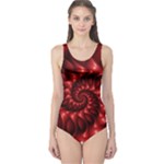 Red Glossy Fractal Spiral One Piece Swimsuit