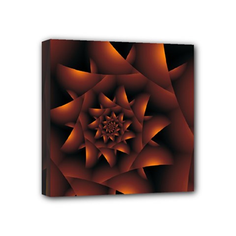 Burnt Orange Dark Spiral Fractal  Mini Canvas 4  x 4  (Stretched) from ArtsNow.com