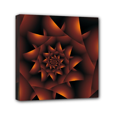 Burnt Orange Dark Spiral Fractal  Mini Canvas 6  x 6  (Stretched) from ArtsNow.com