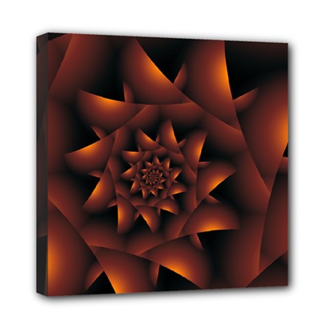 Burnt Orange Dark Spiral Fractal  Mini Canvas 8  x 8  (Stretched) from ArtsNow.com