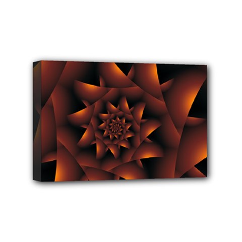 Burnt Orange Dark Spiral Fractal  Mini Canvas 6  x 4  (Stretched) from ArtsNow.com