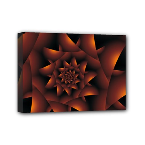 Burnt Orange Dark Spiral Fractal  Mini Canvas 7  x 5  (Stretched) from ArtsNow.com