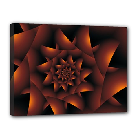 Burnt Orange Dark Spiral Fractal  Canvas 16  x 12  (Stretched) from ArtsNow.com