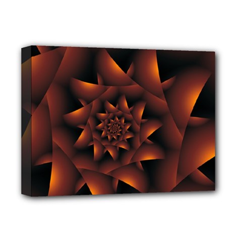 Burnt Orange Dark Spiral Fractal  Deluxe Canvas 16  x 12  (Stretched)  from ArtsNow.com