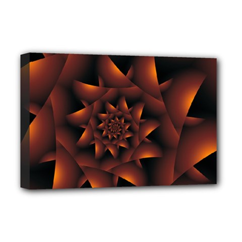 Burnt Orange Dark Spiral Fractal  Deluxe Canvas 18  x 12  (Stretched) from ArtsNow.com