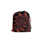 Burnt Orange Dark Spiral Fractal  Drawstring Pouch (Small)