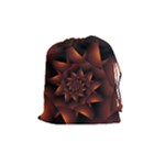 Burnt Orange Dark Spiral Fractal  Drawstring Pouch (Medium)