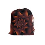 Burnt Orange Dark Spiral Fractal  Drawstring Pouch (Large)