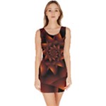 Burnt Orange Dark Spiral Fractal  Bodycon Dress