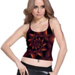 Burnt Orange Dark Spiral Fractal  Spaghetti Strap Bra Top