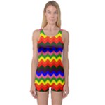 Rainbow Chevron One Piece Boyleg Swimsuit