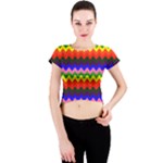 Rainbow Chevron Crew Neck Crop Top