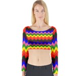 Rainbow Chevron Long Sleeve Crop Top (Tight Fit)