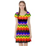 Rainbow Chevron Short Sleeve Skater Dress