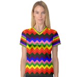 Rainbow Chevron Women s V-Neck Sport Mesh Tee