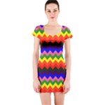 Rainbow Chevron Short Sleeve Bodycon Dress