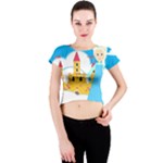 Elsa Frozen Crew Neck Crop Top