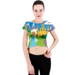 black Elsa Frozen Crew Neck Crop Top