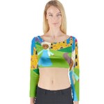 black Elsa Frozen Long Sleeve Crop Top (Tight Fit)