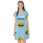 Movember emoji Short Sleeve Skater Dress