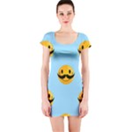 Movember emoji Short Sleeve Bodycon Dress