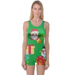 Emoji Christmas One Piece Boyleg Swimsuit