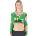 Emoji Christmas Long Sleeve Crop Top (Tight Fit)