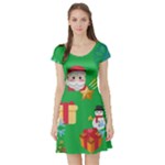 Emoji Christmas Short Sleeve Skater Dress