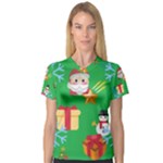 Emoji Christmas Women s V-Neck Sport Mesh Tee