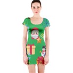 Emoji Christmas Short Sleeve Bodycon Dress