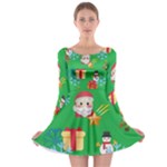 Emoji Christmas Long Sleeve Skater Dress