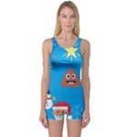 poop Emoji Christmas One Piece Boyleg Swimsuit