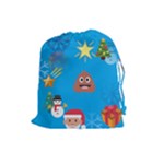 poop Emoji Christmas Drawstring Pouch (Large)