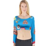 poop Emoji Christmas Long Sleeve Crop Top (Tight Fit)