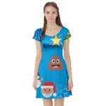 poop Emoji Christmas Short Sleeve Skater Dress