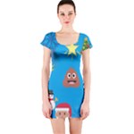 poop Emoji Christmas Short Sleeve Bodycon Dress