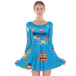 poop Emoji Christmas Long Sleeve Skater Dress