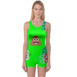 christmas poop emoji One Piece Boyleg Swimsuit